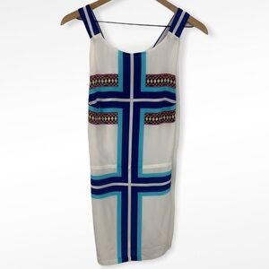 Bec & Bridge White Stripe Geometric Mini Dress